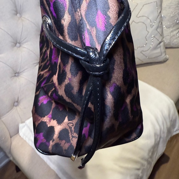 Coach Leopard Print Tote Bag – Purple & Brown Cheetah, Patent Trim, F25281 - Picture 8 of 11